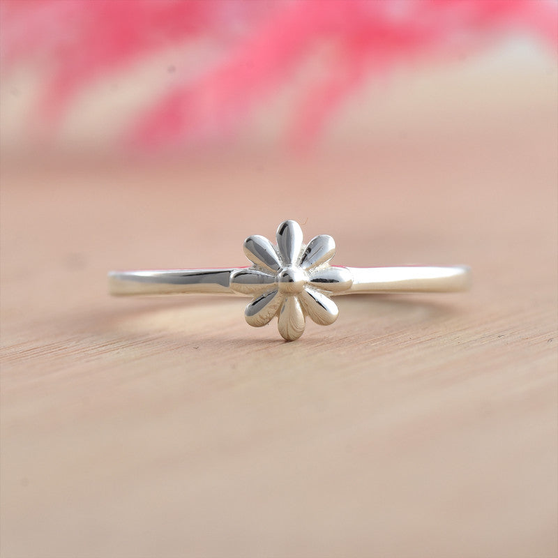 925 Sterling Silver Flower Dainty Minimalist Ring