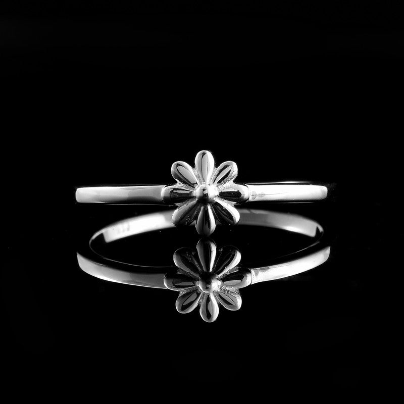925 Sterling Silver Flower Dainty Minimalist Ring