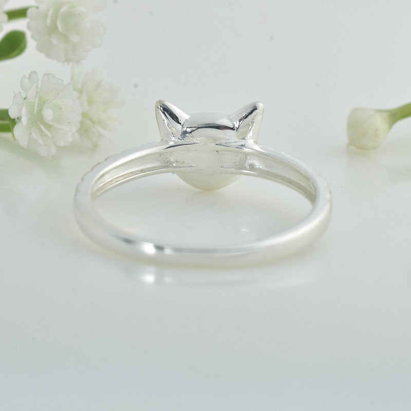 925 Sterling Silver Cat Face Ring