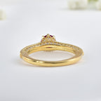 6x6 mm Round Ruby Side Accent 925 Sterling Silver Yellow Plated Ring