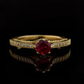 6x6 mm Round Ruby Side Accent 925 Sterling Silver Yellow Plated Ring